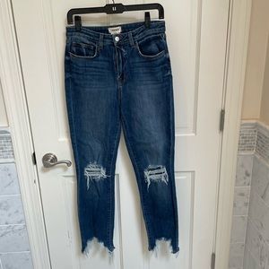 L’agence Ripped Jeans with Fringed Bottom